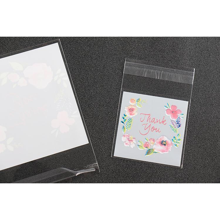 台灣現貨 歐思麥烘焙餅乾自粘袋  試用裝diy手工皂小樣包裝五色花100個入-細節圖7