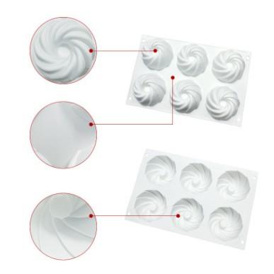 臺灣現貨法式6連螺旋花形慕斯蛋糕模具 DIY蛋糕裝飾烘焙用具 巧克力矽膠模（艺）-細節圖3