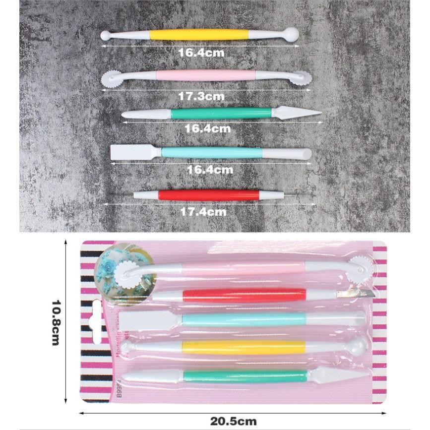 臺灣現貨 歐思麥烘焙5件套翻糖雕刻筆 粘土陶泥手工製作蛋糕造型糖藝塑型工具雕花工具（凯）-細節圖3