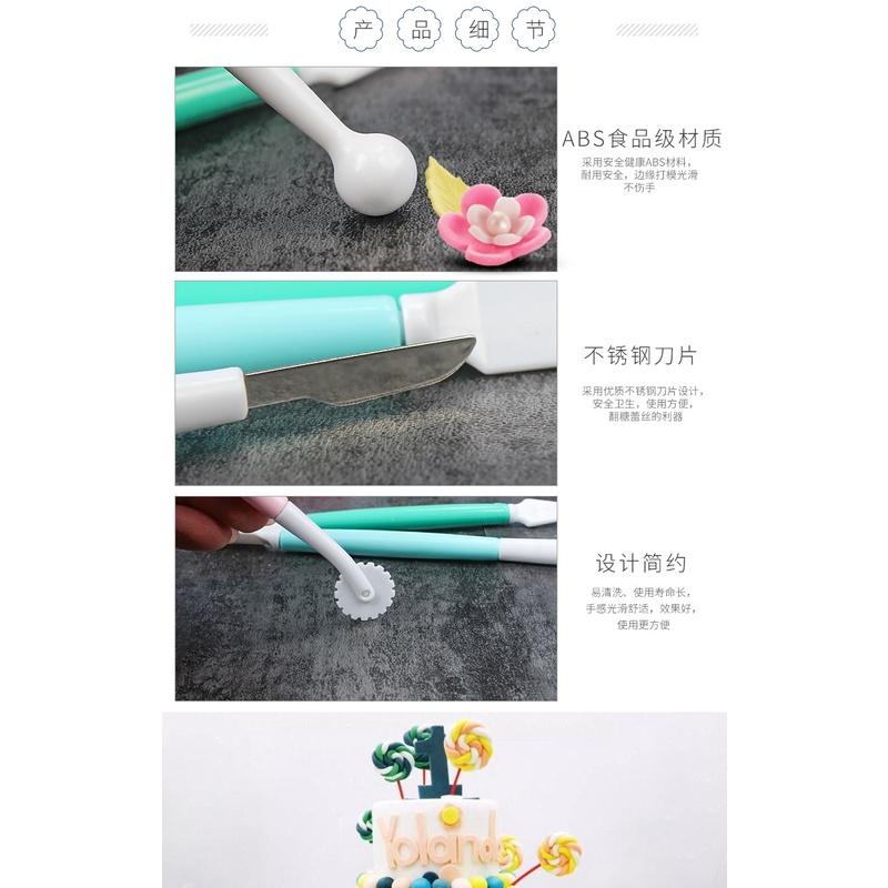 臺灣現貨 歐思麥烘焙5件套翻糖雕刻筆 粘土陶泥手工製作蛋糕造型糖藝塑型工具雕花工具（凯）-細節圖7