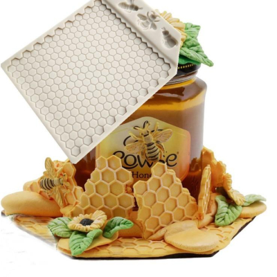 臺灣現貨 歐思麥烘焙新款蜂巢紋理矽膠翻糖模具 蜜蜂巧克力軟糖餅乾蛋糕花邊裝飾工具（艺）