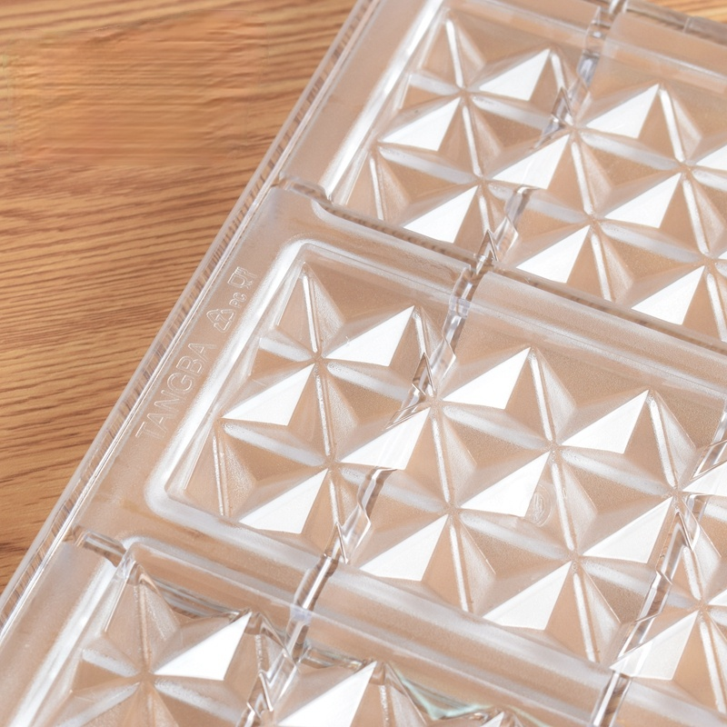 臺灣現貨 歐思麥烘焙 新款3連鑽石長方塊幾何立方塊巧克力模PC朱古力模DIY烘焙用具（添）-細節圖2