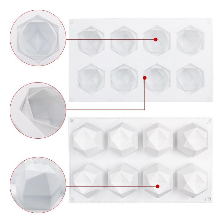 臺灣現貨新品法式慕斯蛋糕矽膠模具8連多邊魔方霜淇淋模具DIY烘焙用具（艺）-細節圖4