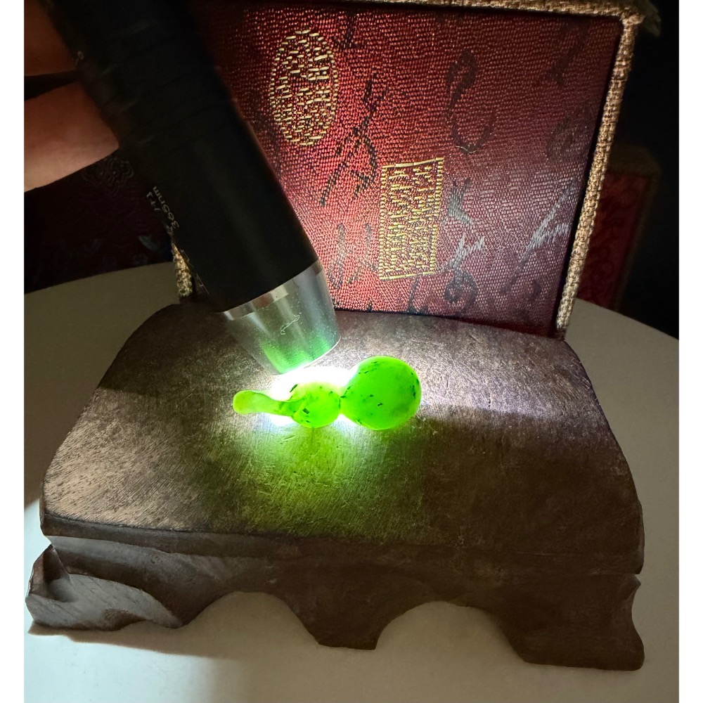 《寶瑠璃玉石水晶》保真天然和田玉烏蘭海碧玉，手工雕刻「大業有成」葫蘆吊墜、掛飾-細節圖9