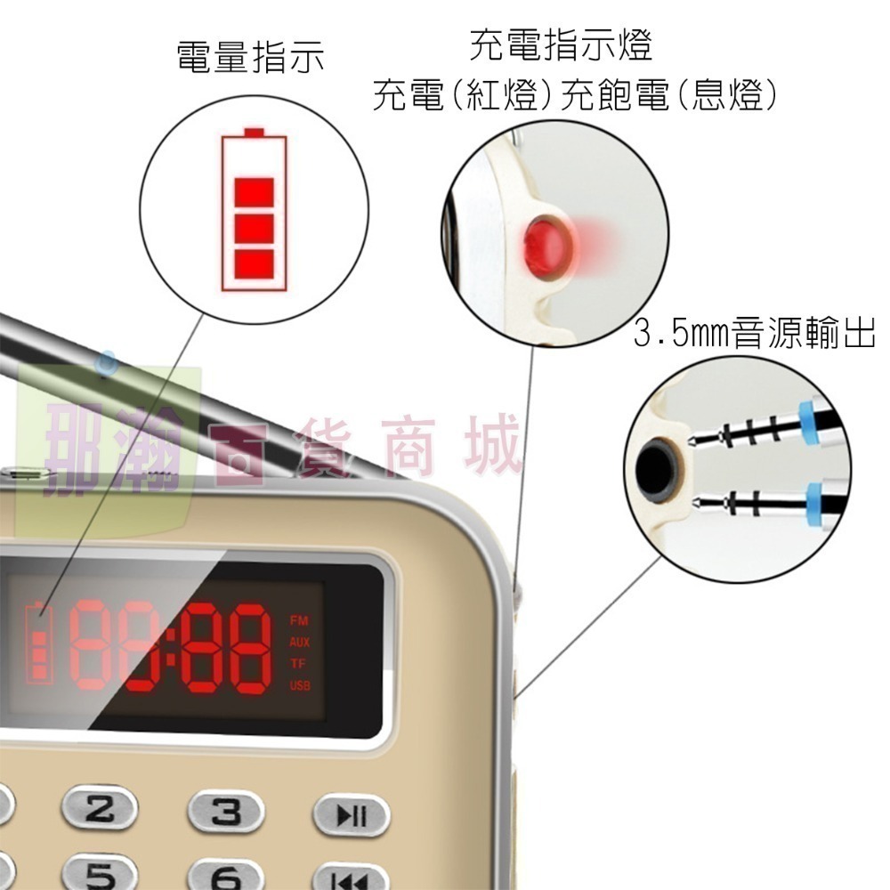 臺灣現貨：億美達Y-619 FM/AM雙頻收音機便攜式數字顯示插卡收音機小音響-細節圖6