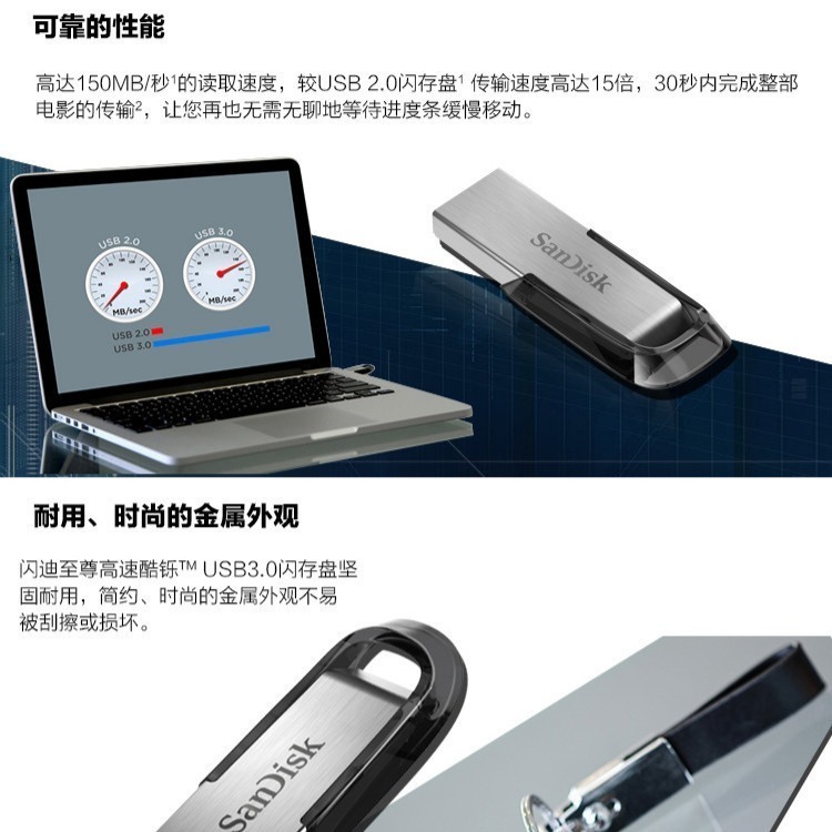 臺灣現貨：【長輩專用隨身碟】16G 32G SanDisk閃迪CZ73高速USB3.0加密金屬隨身碟-細節圖6