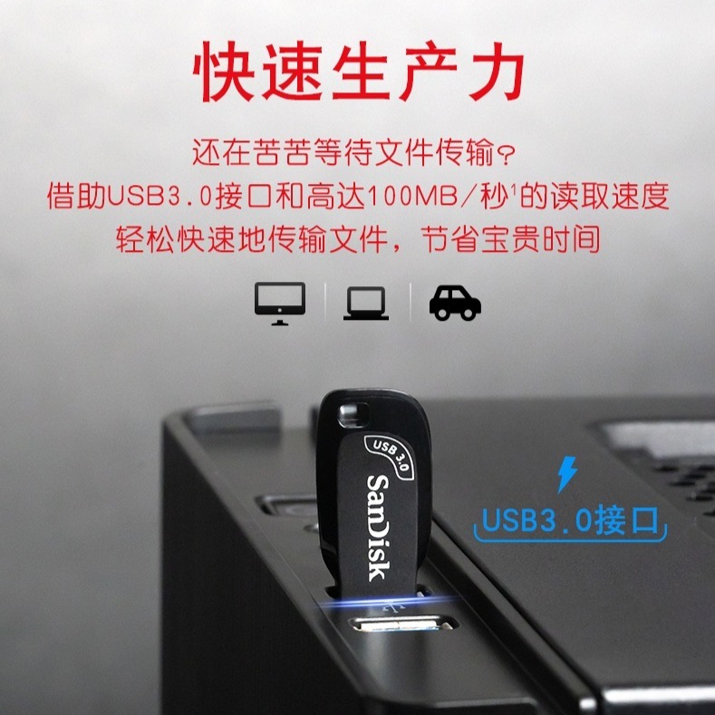 臺灣現貨：【長輩專用隨身碟】SanDisk閃迪CZ410迷你32G USB3.0加密高速隨身碟-細節圖3
