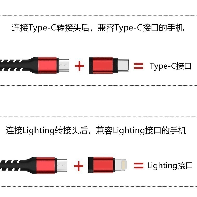 通用HDMI三合一高清2K手機同屏線 蘋果 安卓 type-c手機視頻線投影到電視-細節圖7