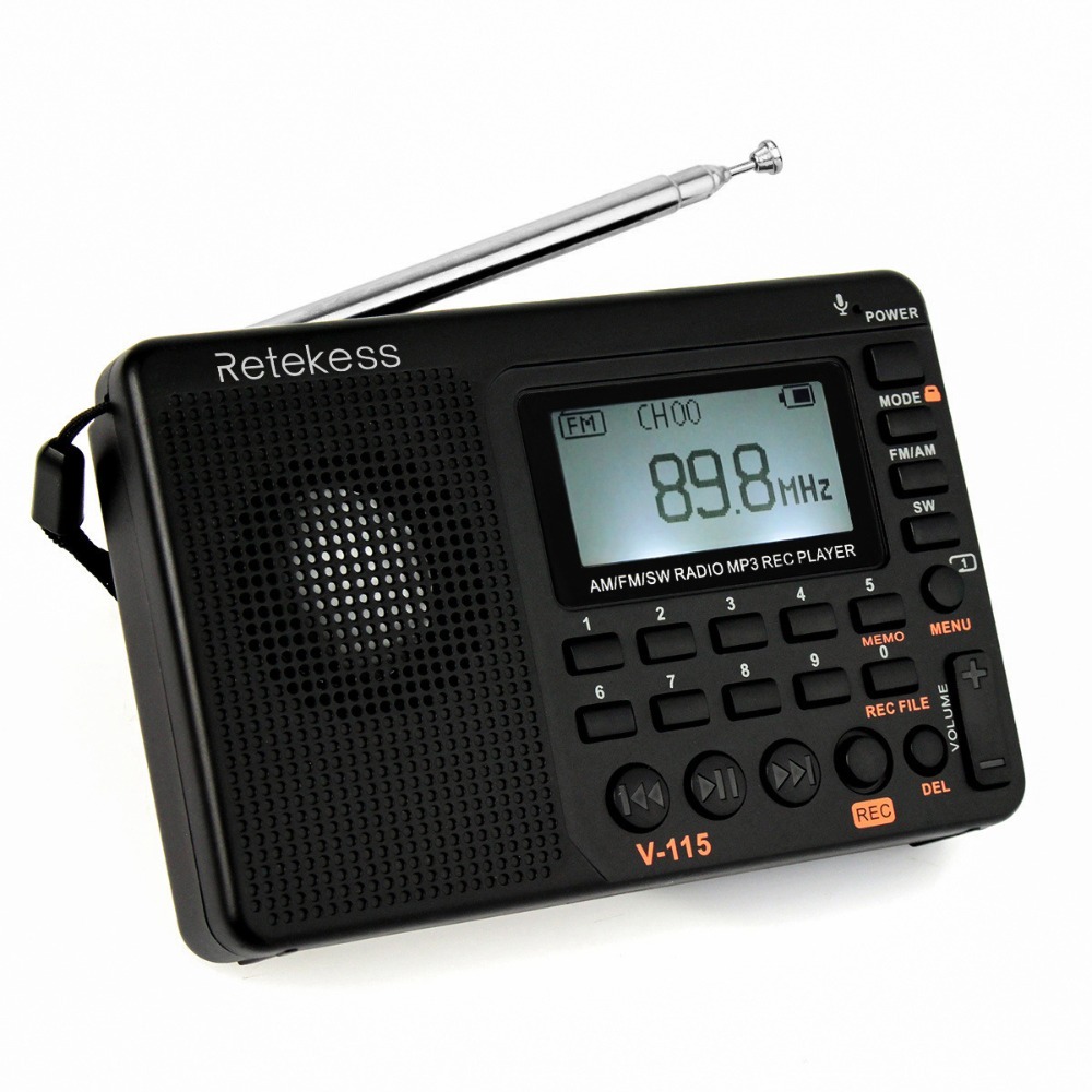臺灣現貨：Retekess V-115收音機 全波段收音錄音機FM AM MP3播放-細節圖2