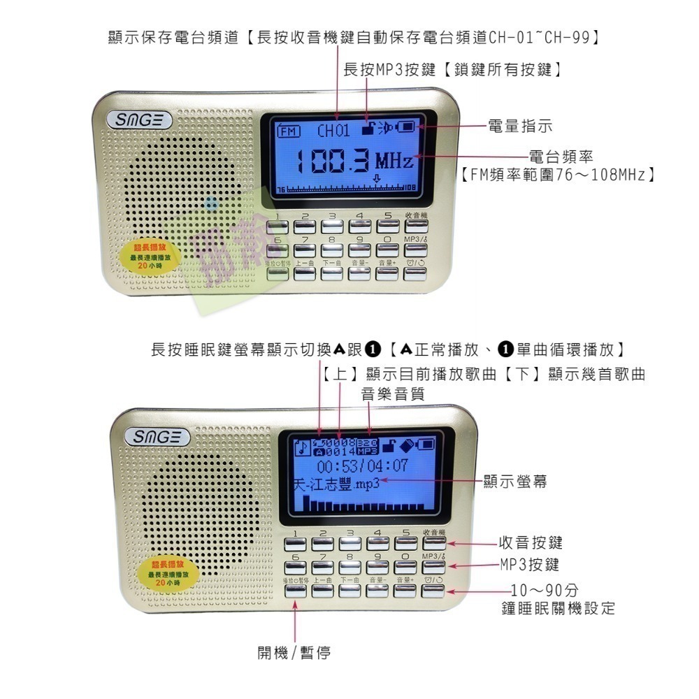 臺灣出貨：ST-88藍牙版便攜式FM廣播TF卡USB隨身碟全繁體中文收音機-細節圖8