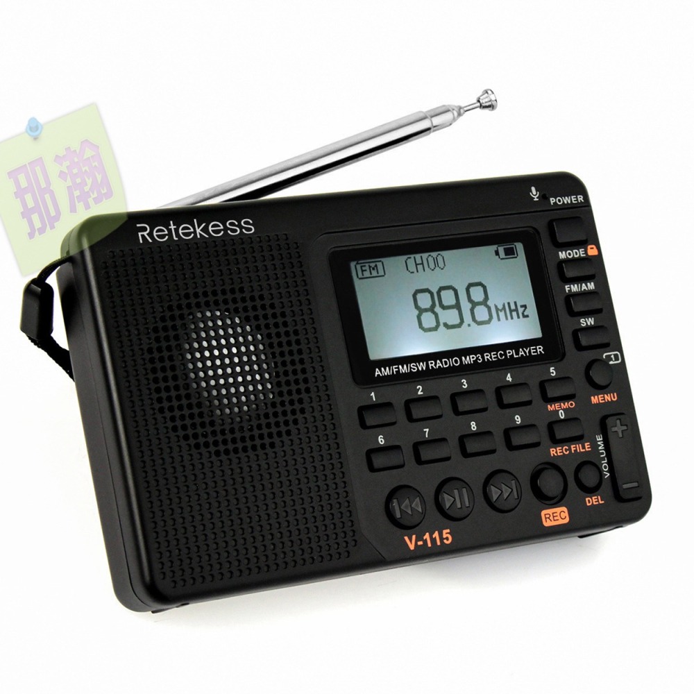 臺灣出貨：Retekess V-115收音機 全波段收音錄音機FM AM 攜帶型MP3播放器-細節圖2