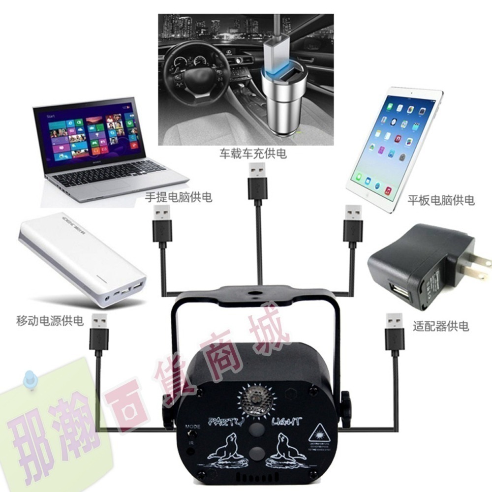 快速出貨：迷你USB 60合一舞檯燈極光雷射燈 聲控彩燈LED鐳射氣氛燈蹦迪星空舞檯燈-細節圖7