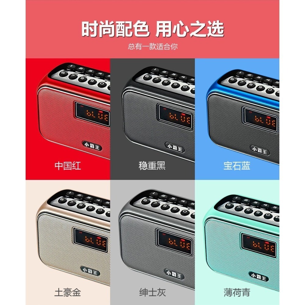 臺灣出貨：Subor/小霸王W19可拆式電池藍牙音箱插卡USB隨身碟FM收音機錄音播放器-細節圖4