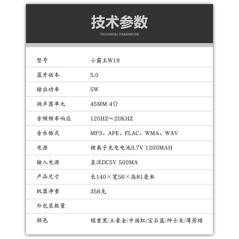 臺灣出貨：Subor/小霸王W19可拆式電池藍牙音箱插卡USB隨身碟FM收音機錄音播放器-細節圖9