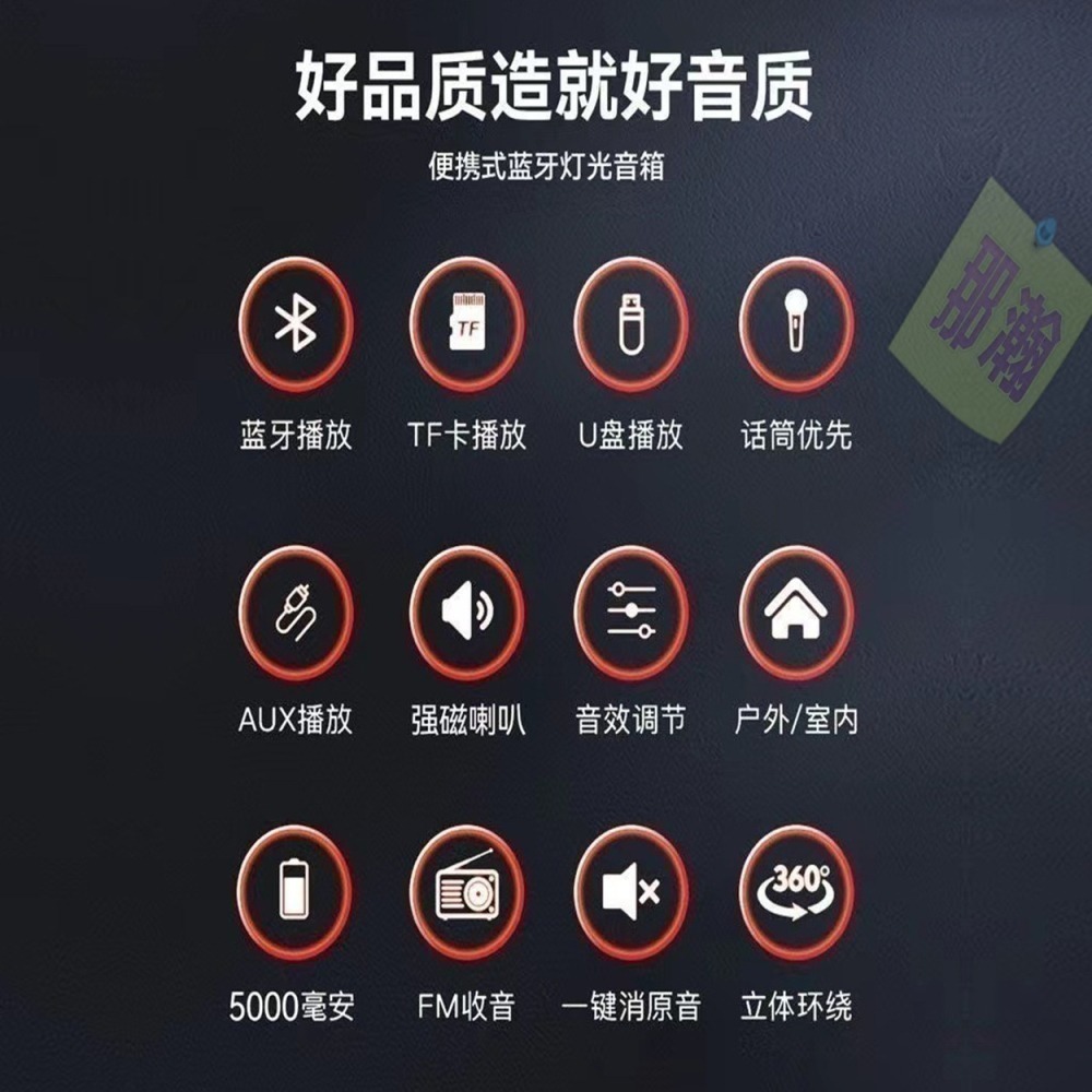 快速出貨：夏新A9 TWS互聯音響6.5吋喇叭廣場舞音響戶外無線藍牙手提k歌音箱-細節圖5