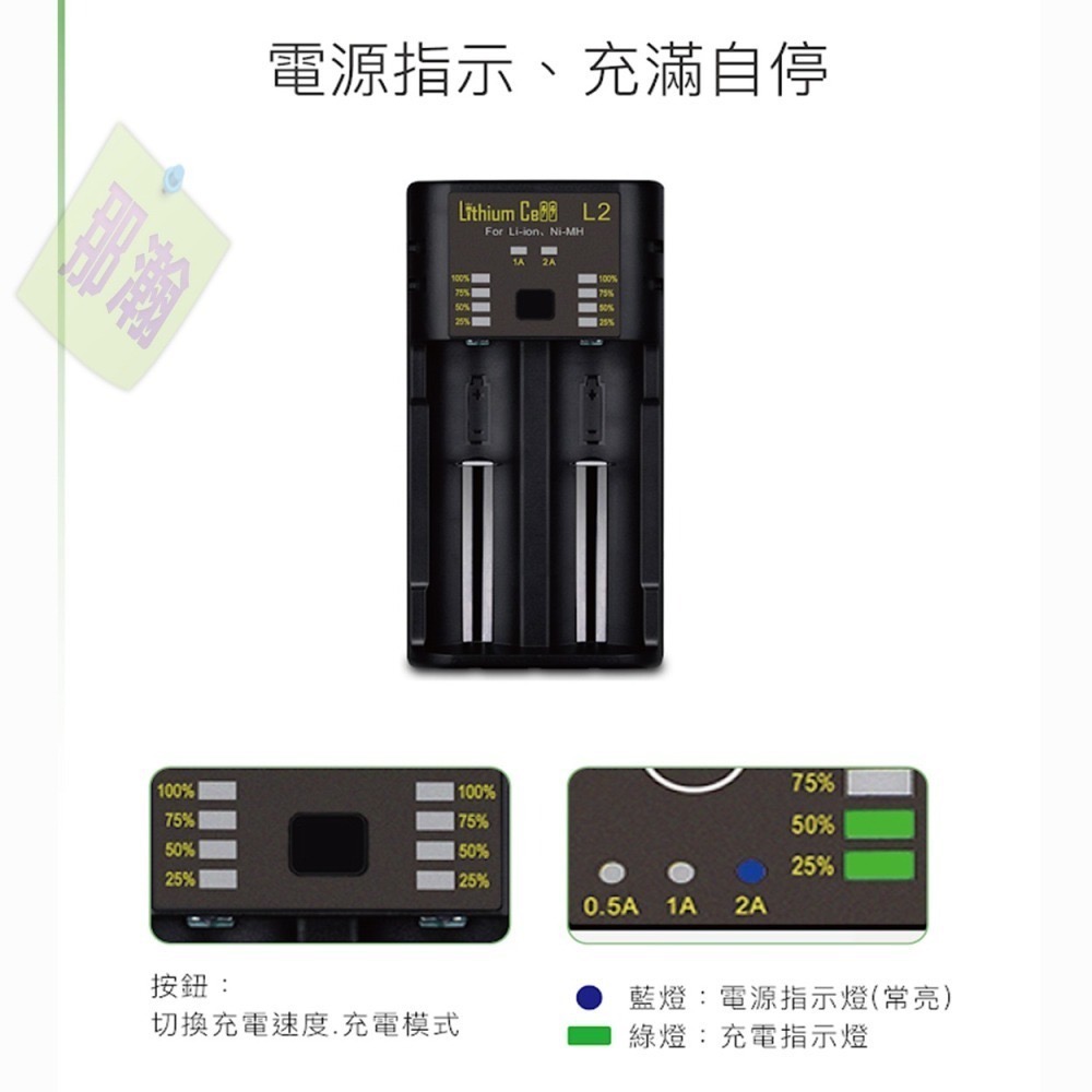 台灣現貨：L2 雙槽智能電池快充充電器18650電池充電座支援3-4號充電電池支持多種型號充電電池充電器-細節圖7