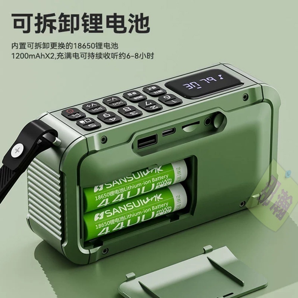 快速出貨：琅韵D82 藍牙無線音響FM收音機可拆卸電池錄音便攜插卡耳機U盤收音機播放器-細節圖3