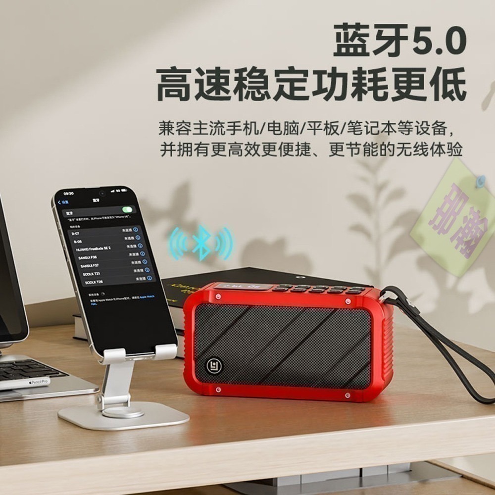 快速出貨：琅韵D82 藍牙無線音響FM收音機可拆卸電池錄音便攜插卡耳機U盤收音機播放器-細節圖6