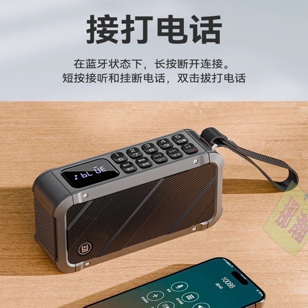 快速出貨：琅韵D82 藍牙無線音響FM收音機可拆卸電池錄音便攜插卡耳機U盤收音機播放器-細節圖8
