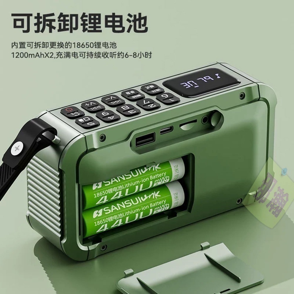 快速出貨：琅韵D82 藍牙無線音響FM收音機可拆卸電池錄音便攜插卡耳機U盤收音機播放器-細節圖3