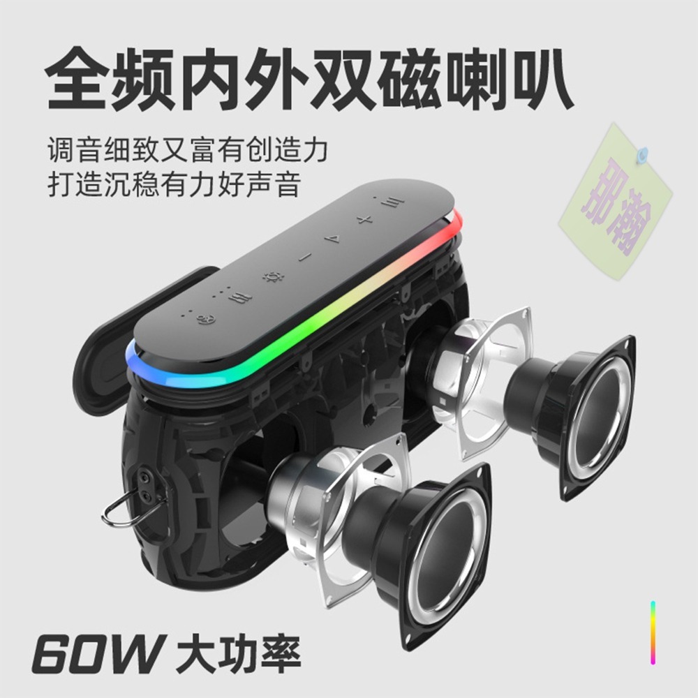 XDOBO官方直營:喜多寶XDOBO X8三代 無線藍牙音箱60W高功率音響手提小型重低音小鋼炮喇叭-細節圖2