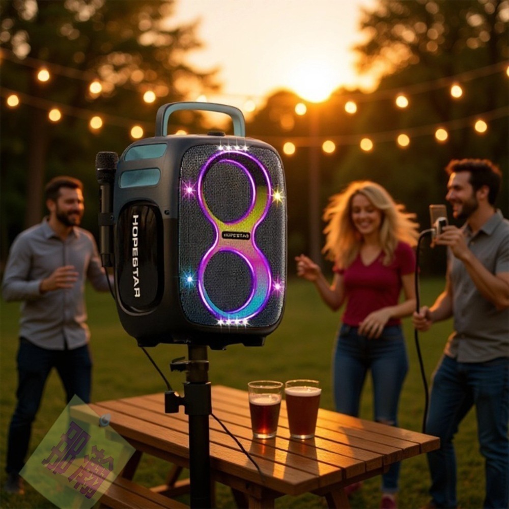 快速出貨：HOPESTAR華達 Partyone Club 650W戶外無線K歌便攜AI調音藍牙音箱炫彩燈音響-細節圖4
