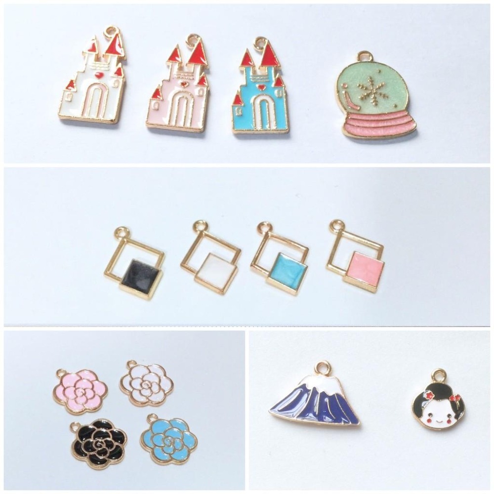 富士山日本藝妓城堡雪花~日式掛件 金屬 油滴 手工藝材料 手機殼 DIY 鑰匙圈 耳環 髮飾 耳飾 貼飾 掛件 手機吊飾-細節圖5