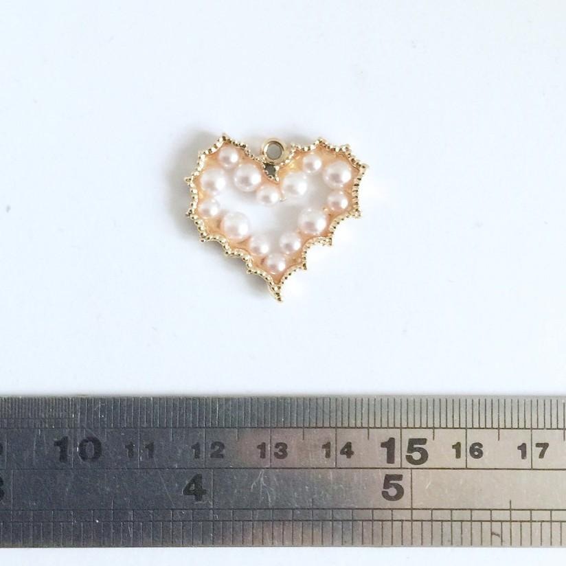 珍珠愛心金屬掛件 合金 樹脂 手工藝材料 手機殼 DIY 鑰匙圈 耳環 髮飾材料 耳飾 貼飾 項鍊 手鍊 手機吊飾-細節圖2