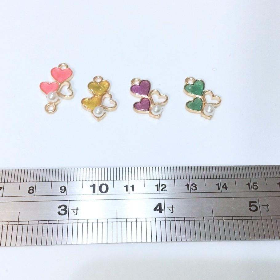 珍珠愛心金屬掛件 合金 樹脂 手工藝材料 手機殼 DIY 鑰匙圈 耳環 髮飾材料 耳飾 貼飾 項鍊 手鍊 手機吊飾-細節圖4