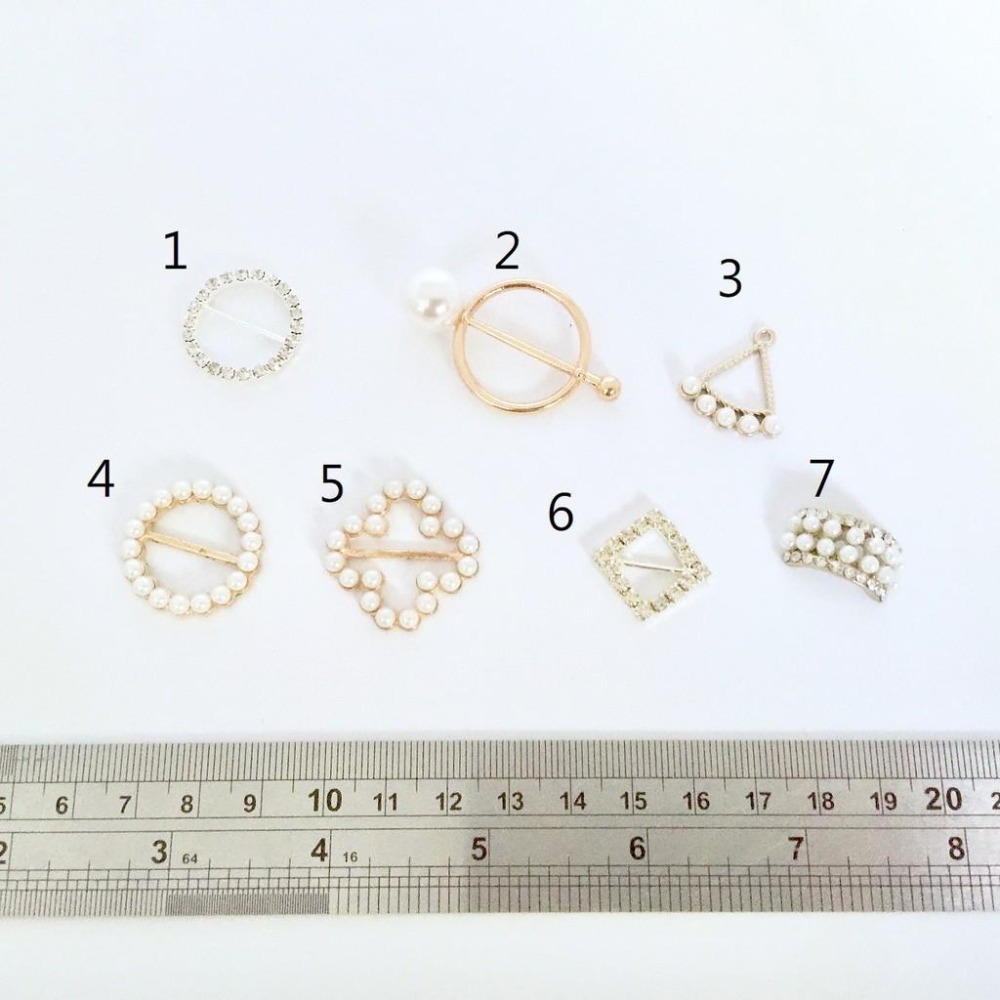 鑽飾珍珠扣環~圓形 菱形 花形 方形合金 手工藝材料 DIY 手作金屬配件 髮飾材料 耳飾材料 耳環材料 絲帶扣-細節圖3