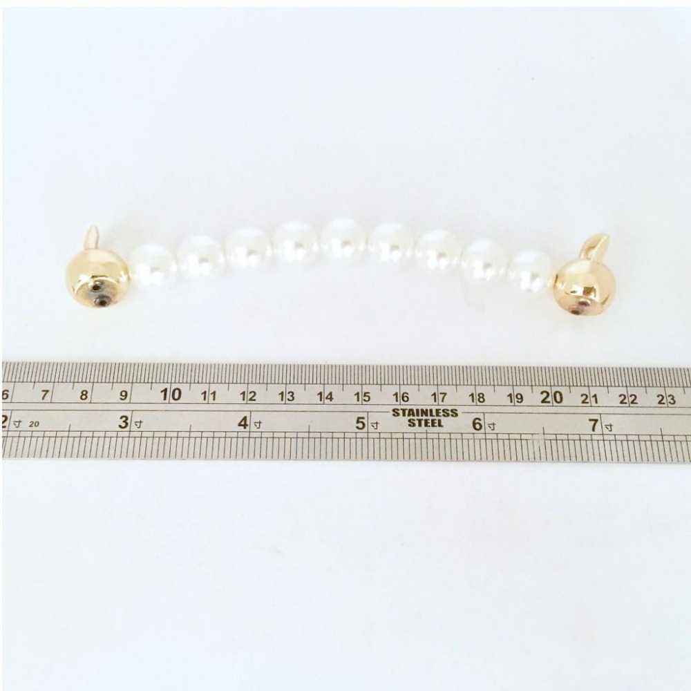 高質感鑽飾珍珠提把~晚宴包 手拿包 手挽 珍珠鏈條 五金配件 手提把包材料 手工藝 鍊條 金屬鏈 箱包配件 DIY-細節圖2