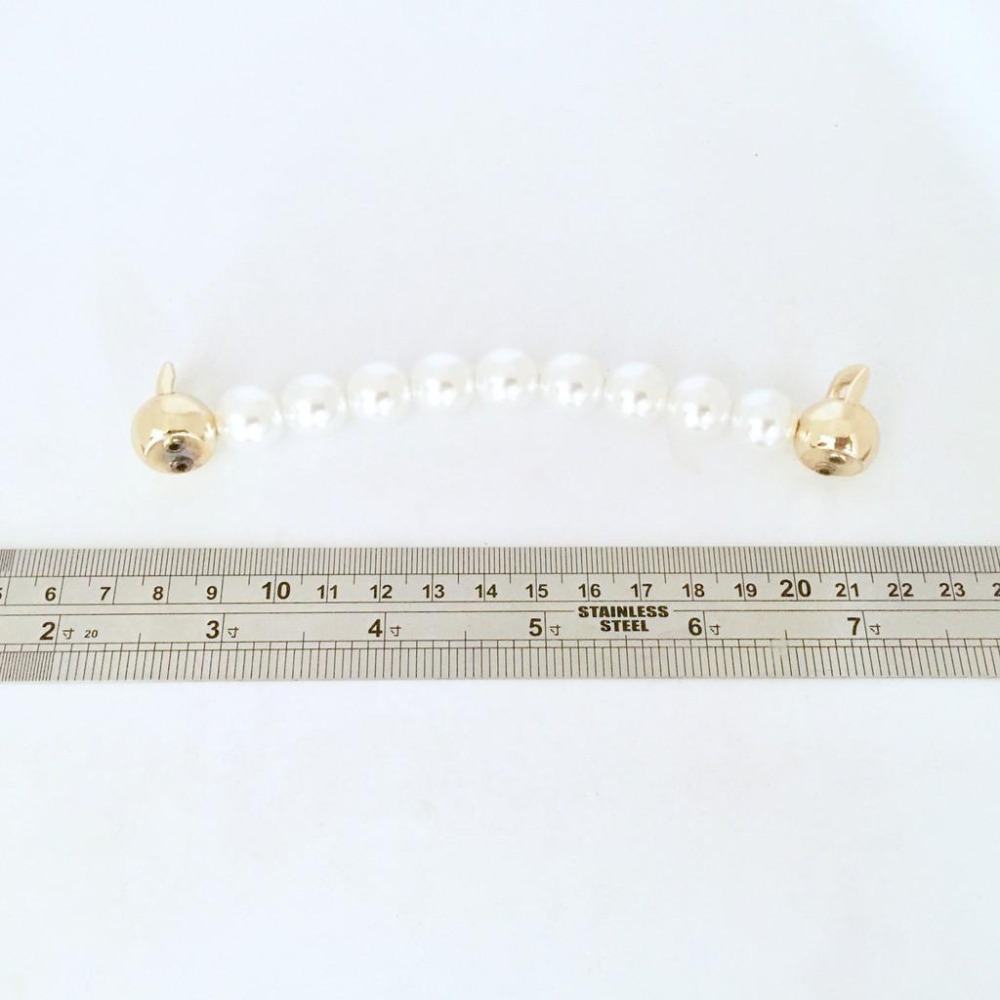 高質感鑽飾珍珠提把~晚宴包 手拿包 手挽 珍珠鏈條 五金配件 手提把包材料 手工藝 鍊條 金屬鏈 箱包配件 DIY-細節圖3