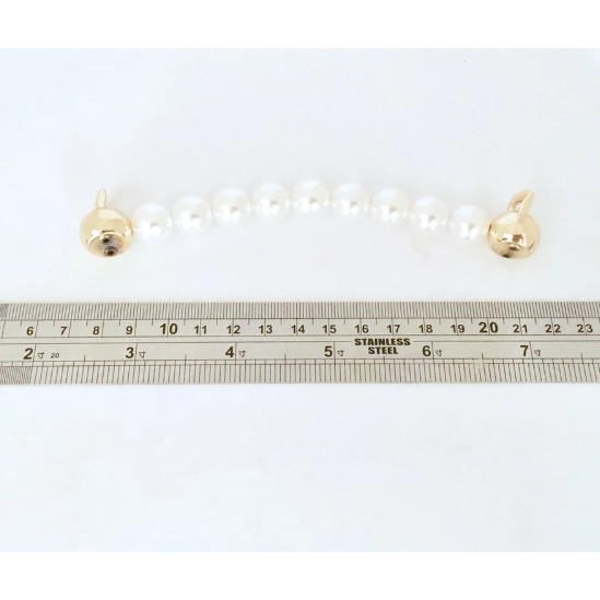 高質感鑽飾珍珠提把~晚宴包 手拿包 手挽 珍珠鏈條 五金配件 手提把包材料 手工藝 鍊條 金屬鏈 箱包配件 DIY-規格圖3