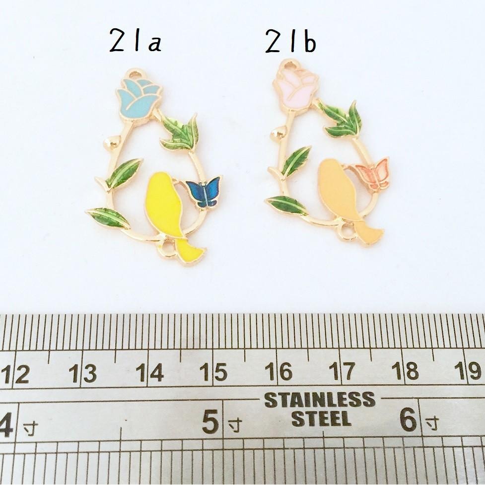 花朵小鳥合金配件~掛件 金屬 油滴 手工藝材料 手機殼 DIY 鑰匙圈 耳環 髮飾材料 耳飾 貼飾 手機吊飾-細節圖2