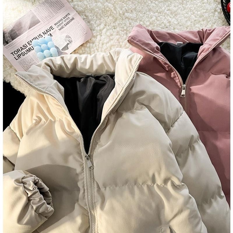 【雜惑殿】秋冬新款休閒外套 棉衣純色短款棉服 保暖外套 麵包服 麵包外套 冬季加厚加絨棉衣 ins 立領棉衣男-細節圖3