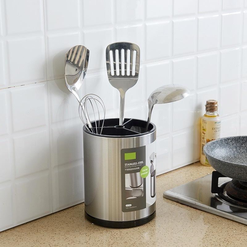 【雜惑殿】廚房不鏽鋼分格筷子筒 筷籠多功能 家用刀叉湯勺筷子架 餐具筒瀝水架-細節圖9