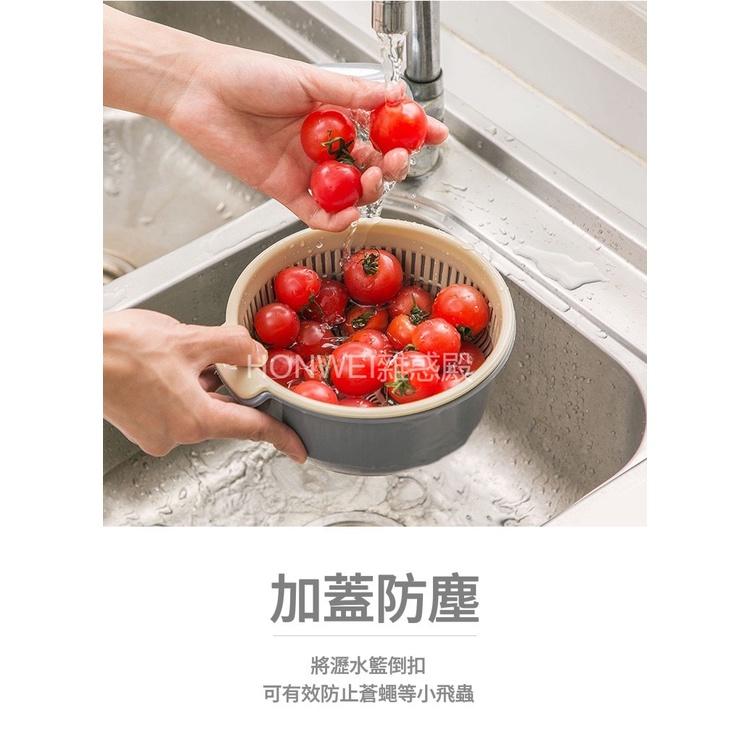 【台灣現貨火速寄出】多功能雙層加厚瀝水籃 便攜 廚房塑料簍空瀝水 洗米 洗菜 蔬菜瀝水籃-細節圖4