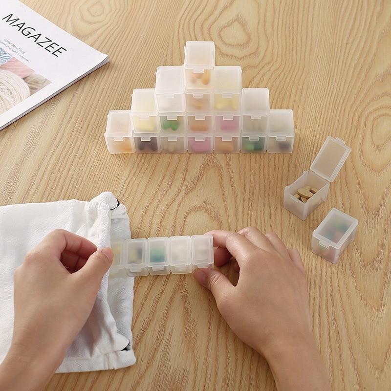 【台灣現貨火速寄出】可拆式藥盒 日式旅行便攜藥盒 一週七格分裝藥盒 自由組合 收納盒 迷你 隨身小藥盒 Y0004-細節圖2