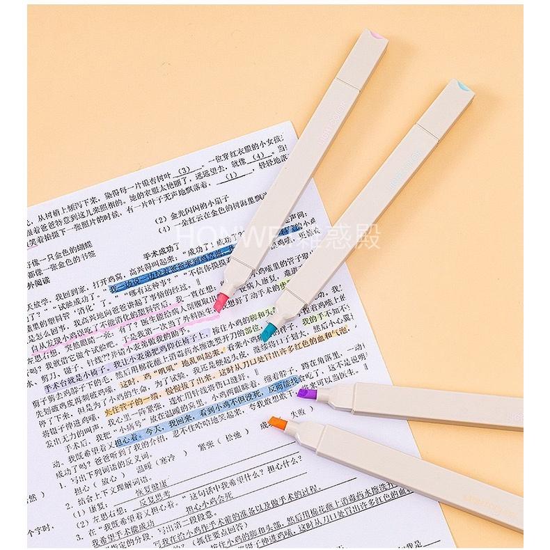 【台灣現貨火速寄出】莫蘭迪色螢光筆套裝 雙頭 軟頭護眼色 標記筆 6入 學生手帳彩色劃重點筆記-細節圖6