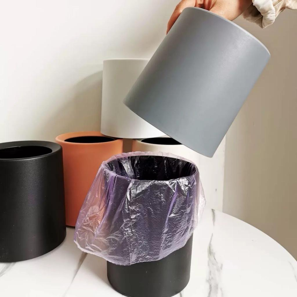 【台灣現貨火速寄出】桌上垃圾桶 塑膠 懶人 迷你 家用 客廳 桌上用筆筒 雙層小號 垃圾桶 簡約風-細節圖4