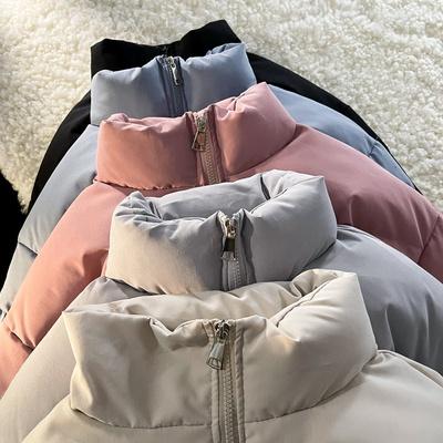【台灣現貨火速寄出】秋冬新款休閒外套 棉衣純色短款棉服 保暖外套 麵包服 麵包外套 冬季加厚加絨棉衣 ins 立領棉衣-細節圖3