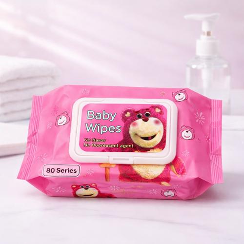 【台灣現貨火速寄出】純水濕紙巾 濕巾 草莓熊 水豚君 可愛卡通 卡皮巴拉 80抽 12*16cm 母嬰可用-細節圖3