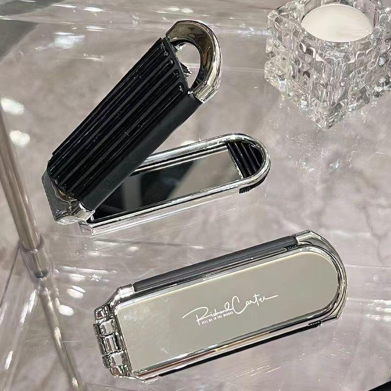 【台灣現貨火速寄出】摺疊梳 小梳子 隨身便攜摺疊梳子 氣囊氣墊梳 女士專用順髮 按摩鏡子一體梳子-細節圖2