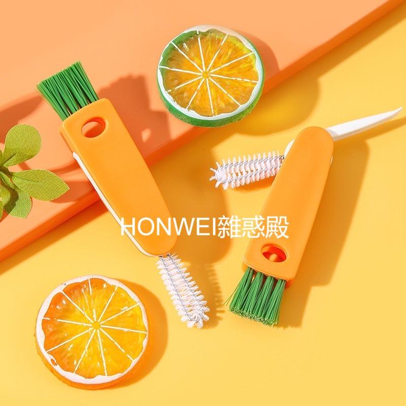 【台灣現貨火速寄出】保溫杯蓋內側縫隙刷 多功能凹槽清潔刷 三刷一體 杯刷 奶瓶 清洗刷子-細節圖5