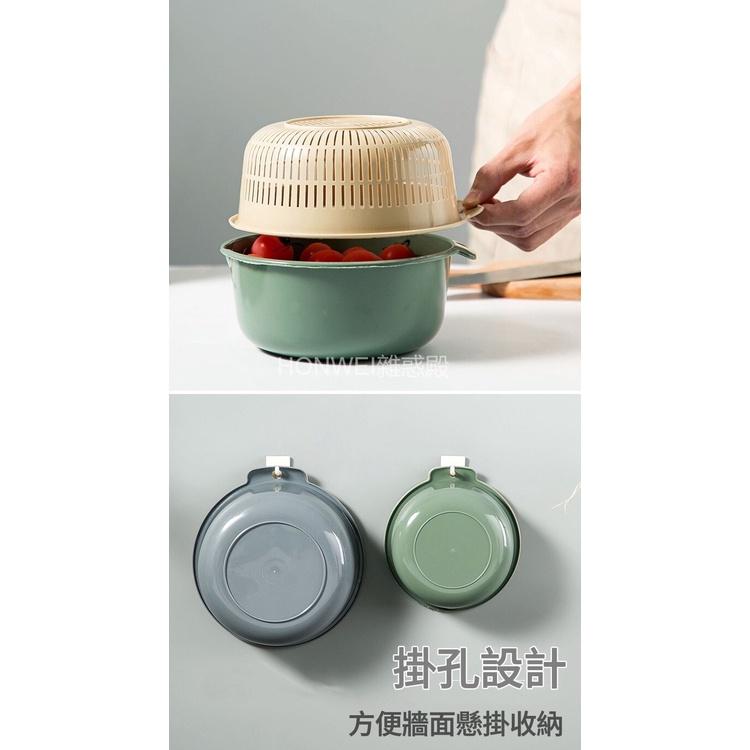 【台灣現貨火速寄出】多功能雙層加厚瀝水籃 便攜 廚房塑料簍空瀝水 洗米 洗菜 蔬菜瀝水籃-細節圖2