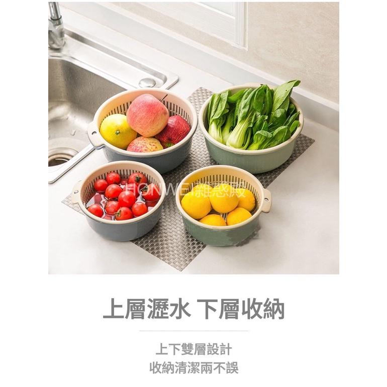 【台灣現貨火速寄出】多功能雙層加厚瀝水籃 便攜 廚房塑料簍空瀝水 洗米 洗菜 蔬菜瀝水籃-細節圖6
