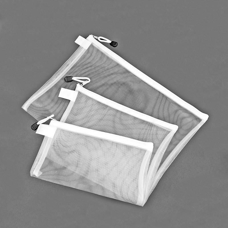 【台灣現貨火速寄出】透明文件袋 辦公大容量 A4 A5 A6網紗耐用資料袋 學生 手提拉鍊收納袋 文件手提袋 W0001-細節圖5