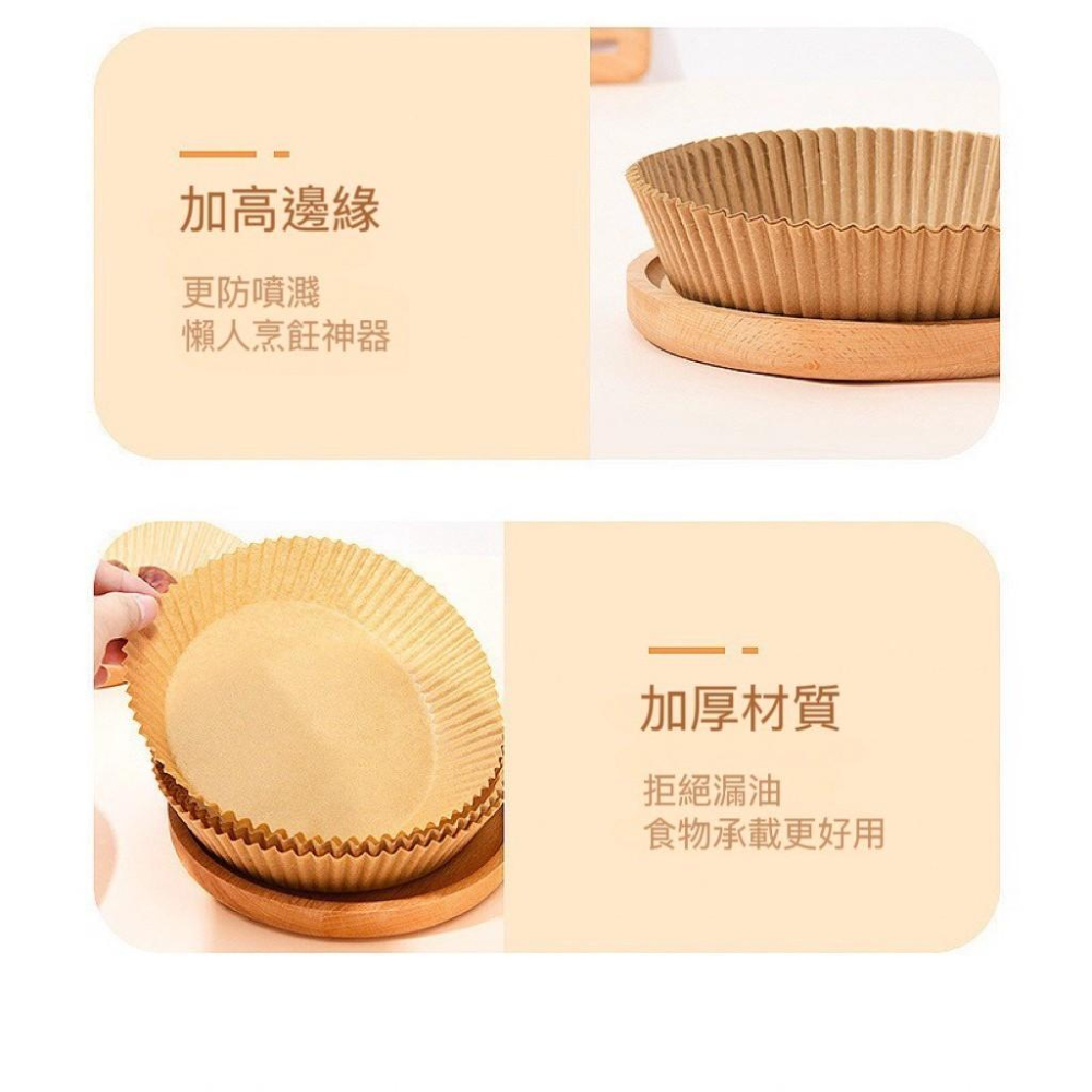 【台灣現貨火速寄出】氣炸鍋專用紙 50入 食品級一次性烘焙紙 方形 圓形 高溫烘焙食物矽油紙-細節圖3
