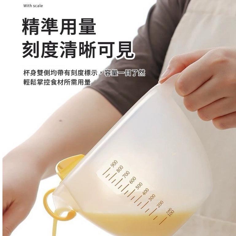 【台灣現貨火速寄出】廚房過濾量杯 食品級附刻度 透明刻度 蛋液 塑膠 烘焙打蛋杯 雞蛋帶過濾網 淘米碗-細節圖2