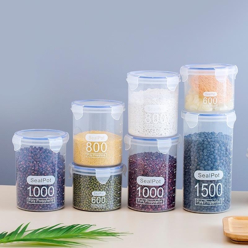 【台灣現貨火速寄出】密封 透明塑膠密封罐 奶粉罐 食品罐 廚房五穀雜糧 收納盒 儲物罐-細節圖5